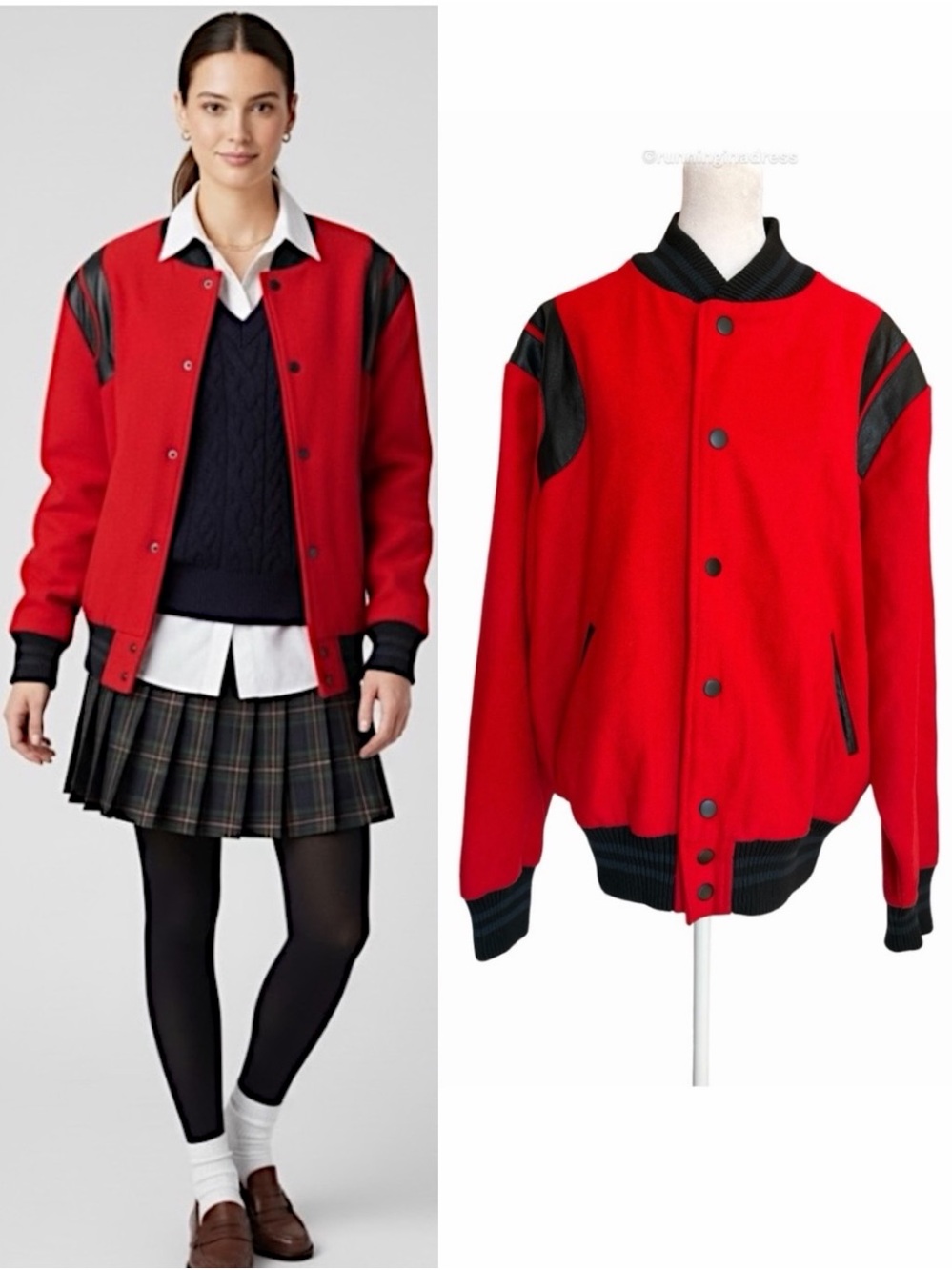Bascom Projects Red Black Wool Varsity Letterman Jacket Large Unisex Bomber Coat